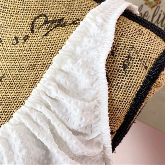 Zara Textured Cotton Linen Blend Smocked Back Crop Top White Large NWT - Picture 8 of 12